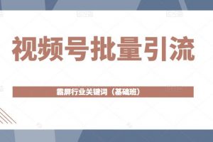 视频号批量引流，霸屏行业关键词（基础班）全面系统讲解视频号玩法【无水印】