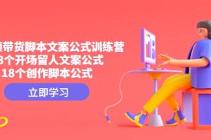 短视频带货脚本文案公式训练营：18个开场留人文案公式，18个创作脚本公式