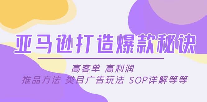 亚马逊打造爆款秘诀：高客单 高利润 推品方法 类目广告玩法 SOP详解等等插图