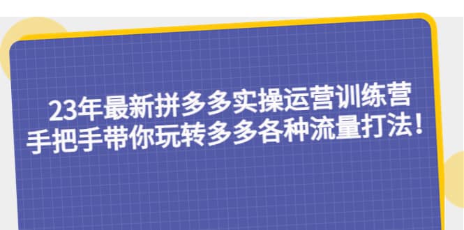 23年最新拼多多实操运营训练营：手把手带你玩转多多各种流量打法！插图