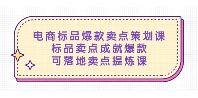 电商标品爆款卖点策划课，标品卖点成就爆款，可落地卖点提炼课插图