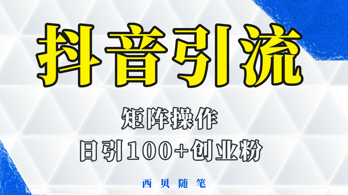 抖音引流术，矩阵操作，一天能引100多创业粉插图