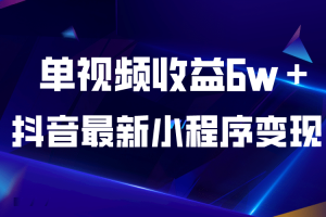 抖音最新小程序变现项目，单视频收益6w＋