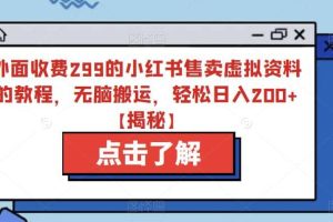 外面收费299的小红书售卖虚拟资料的教程，无脑搬运，轻松日入200 【揭秘】