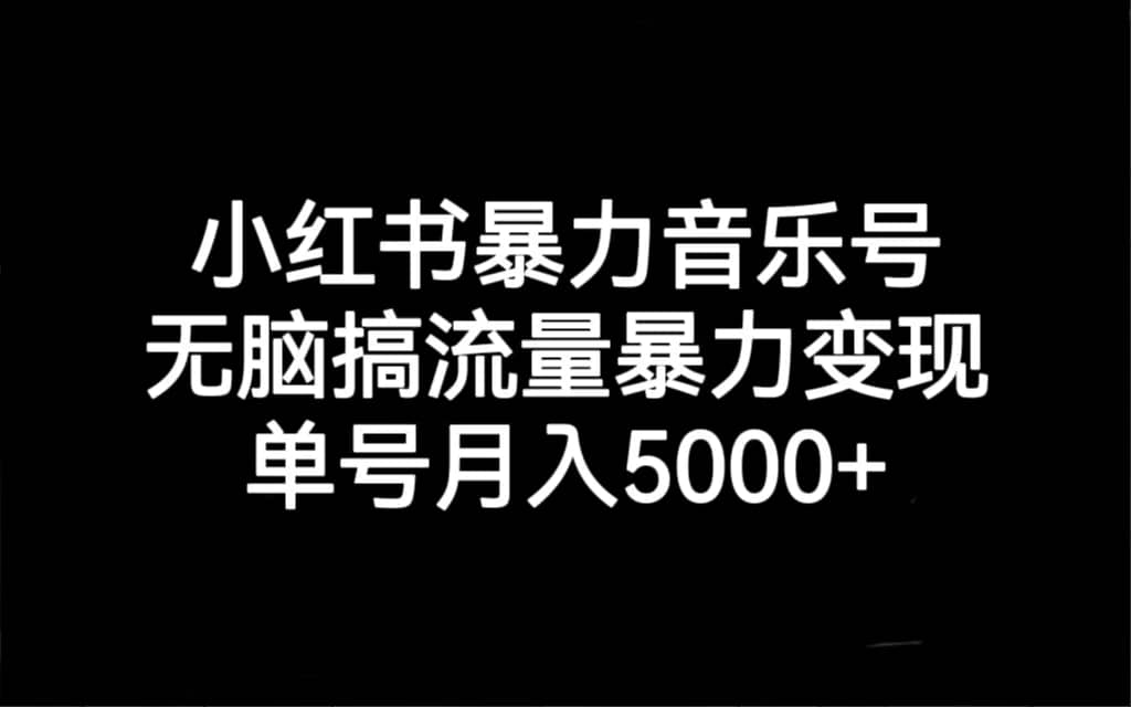 小红书暴力音乐号，无脑搞流量暴力变现，单号月入5000插图