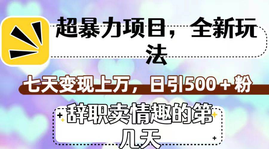 超暴利项目，全新玩法（辞职卖情趣的第几天），七天变现上万，日引500 粉插图