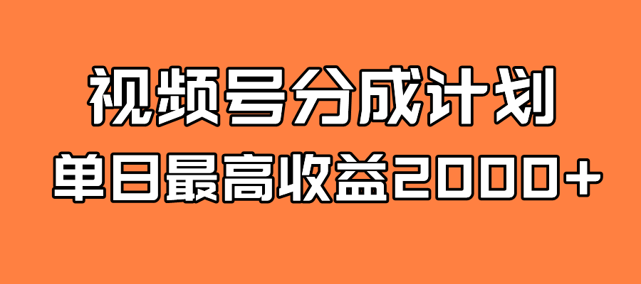 全新蓝海 视频号掘金计划 日入2000插图