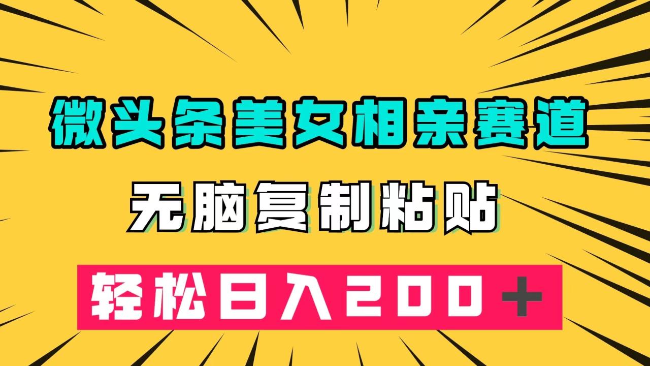 微头条冷门美女相亲赛道，无脑复制粘贴，轻松日入200＋插图