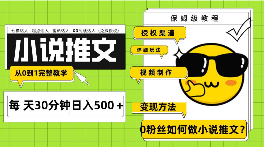 Ai小说推文每天20分钟日入500＋授权渠道 引流变现 从0到1完整教学（7节课）插图