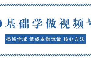 0基础学做视频号：揭秘全域 低成本做流量 核心方法  快速出爆款 轻松变现