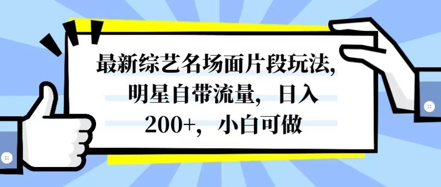 最新综艺名场面片段玩法，明星自带流量，日入200 ，小白可做插图