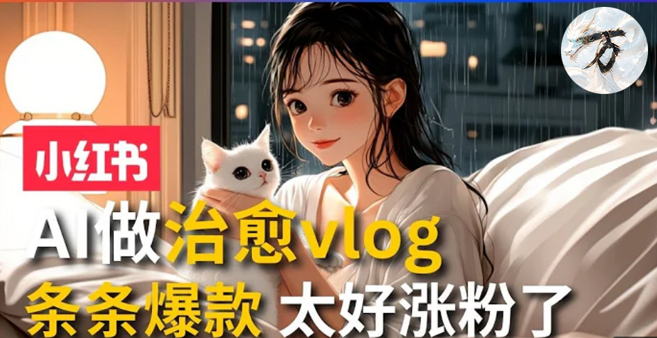 AI治愈系vlog动画视频，小红书7天 涨粉破千，商单报价1500+，0成本制作，日入2000+，有手就会 