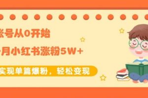 生财小红书涨粉变现：新账号从0开始3个月小红书涨粉5W+实现单篇爆粉