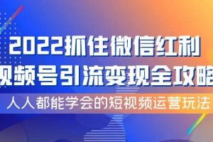 2022抓住微信红利，视频号引流变现全攻略，人人都能学会的短视频运营玩法