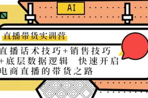 直播带货实训营：话术技巧 销售技巧 底层数据逻辑 快速开启直播带货之路