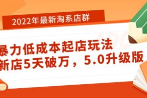 2022年最新淘系店群暴力低成本起店玩法：新店5天破万，5.0升级版