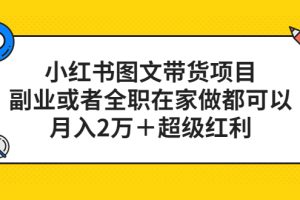 小红书图文带货项目，副业或者全职在家做都可以