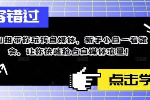 11招带你玩转自媒体，新手小白一看就会，让你快速抢占自媒体流量