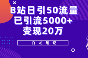 B站日引50 流量，实战已引流5000 变现20万，超级实操课程