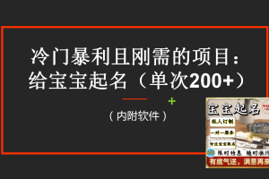 【新课】冷门暴利项目：给宝宝起名（一单200 ）内附教程 工具