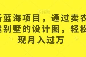 最新蓝海项目，通过卖农村自建别墅的设计图，轻松实现月入过万【揭秘】