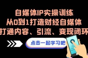 自媒体IP实操训练，从0到1打造财经自媒体，打通内容、引流、变现闭环