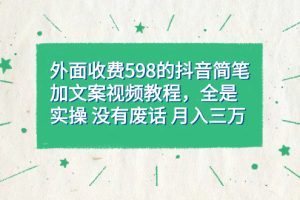 外面收费598抖音简笔加文案教程，全是实操 没有废话 月入三万（教程 资料）