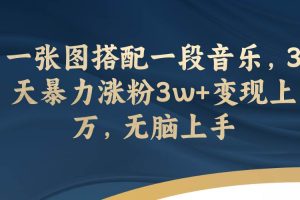 一张图搭配一段音乐，3天暴力涨粉3w 变现上万，无脑上手