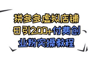 拼多多虚拟店铺日引200 付费创业粉实操教程