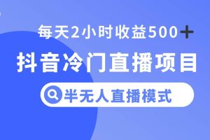 抖音冷门直播项目，半无人模式，每天2小时收益500