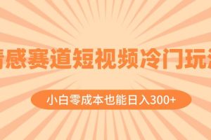 情感赛道短视频冷门玩法，小白零成本也能日入300 （教程 素材）