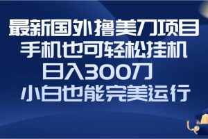 国外撸美刀项目，手机也可操作，轻松挂机操作，日入300刀 小白也能完美运行