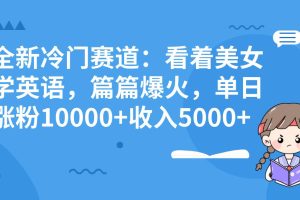 全新冷门赛道：看着美女学英语，篇篇爆火，单日涨粉10000 收入5000