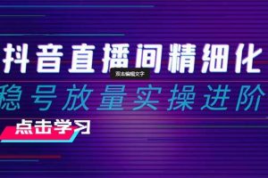 2024抖音直播间精细化运营：稳号放量实操进阶 选品/排品/起号/小店随心推/千川付费如何去投放