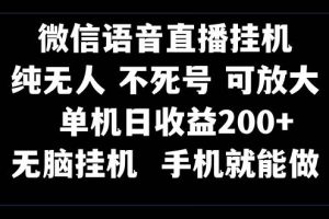 视频号纯无人挂机直播 手机就能做，一天200